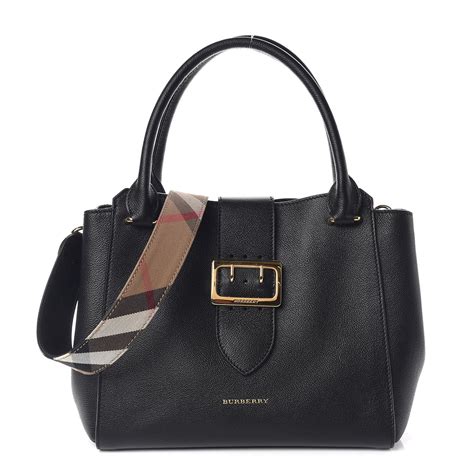 burberry soft grain calfskin medium buckle tote black|Burberry Limited.